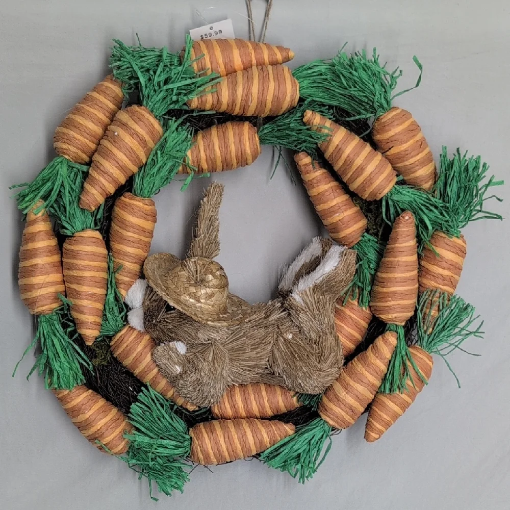 Whimsical Carrot and Bunny Wreath
